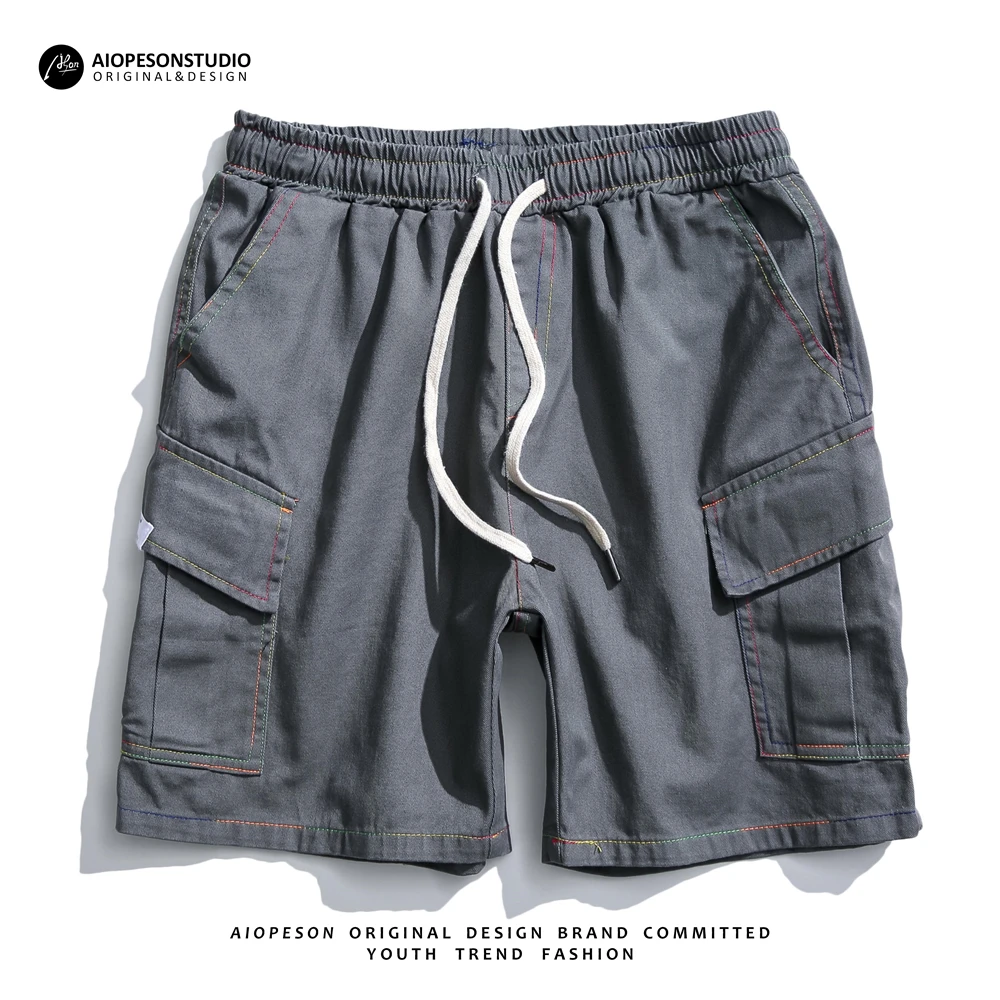 

AIOPESON Original Design Retro Shorts Men Casual Fashion 100% Cotton Straight Pants Tooling Bottoms Shorts for Men