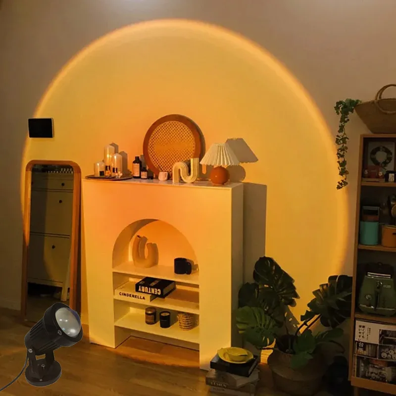 

Fast shipping Sunset Projector Led Night Light Rainbow Atmosphere For Home Coffe Background Wall Decoration Colorful Plug Lamp