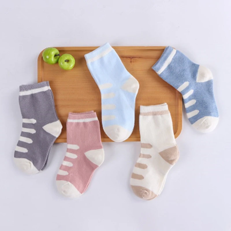 5 парт/лот хлопковые полосатые носки для новорожденных осенние весенние детские