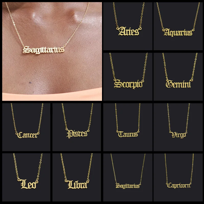 Панк 12 гороскоп Звезды зодиака ожерелье с подвеской со знаком Овен Лев созвездий
