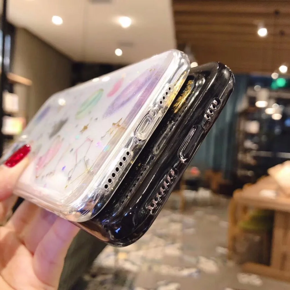 Лак Блеск Bling луна звезды планета чехол для телефона для iphone 11 11Pro Max XS Max XR X 6S 6 7 8 Plus задняя крышка Чехлы с принтом из мультфильма