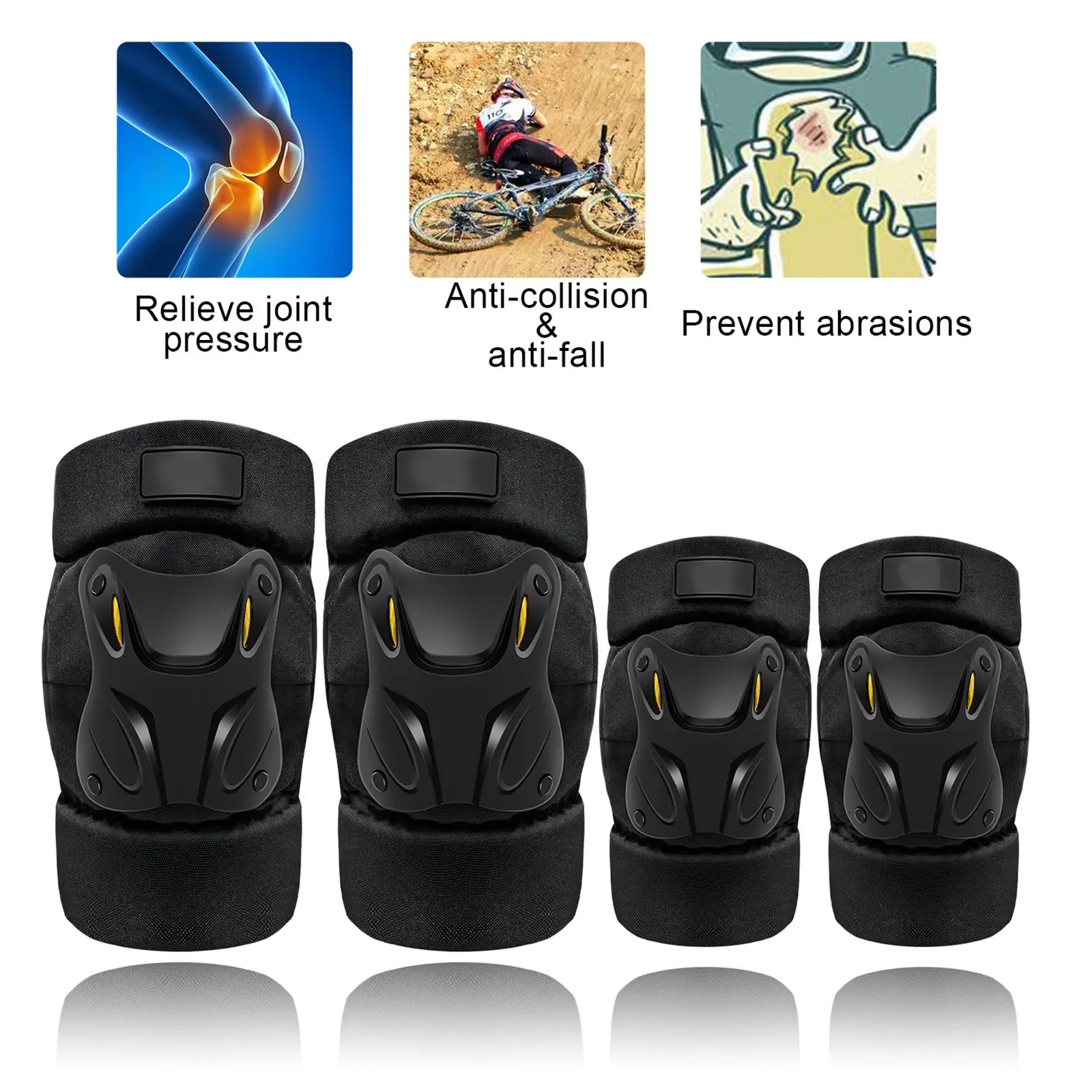 

4pcs/set Cycling Skating Protective Gear Pads Knee Elbow Pads Outdoor Sport Safety Protector Ventilate and Quick Dry