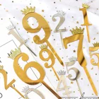Акриловый Топпер для торта с цифрами 0-9, золотой и серебряный Топпер для свадебного торта, украшение для торта на свадьбу, день рождения, вечеринку