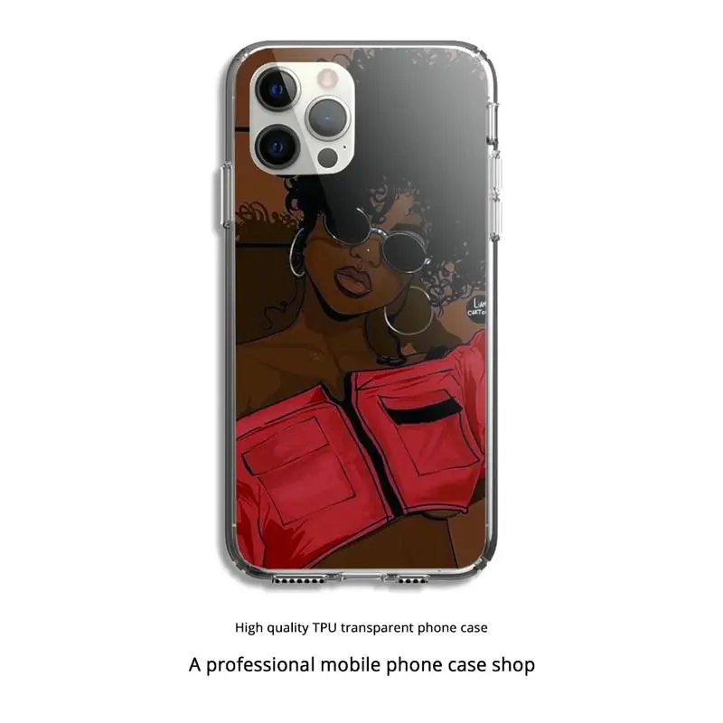

Black Girl Magic Melanin Queen Phone Case Clear Cover For Iphone 5 6 7 8 11 12 plus XR X XS SE2020 11/12PRO Max Transparent Case