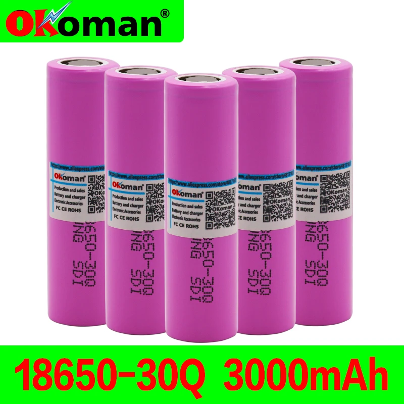 Новинка для INR 18650 30Q Батарея 3 7 V 3000 mAh литий ионные аккумуляторы электронного