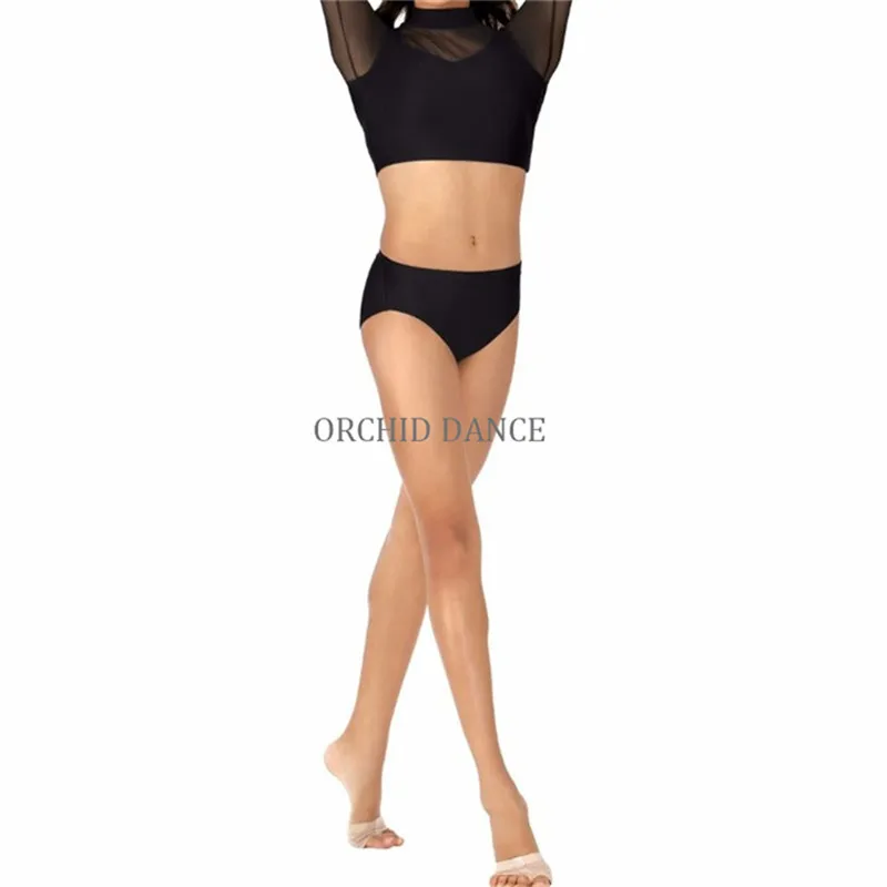 Блестящие Детские шорты из лайкры для девочек черные танцевальные