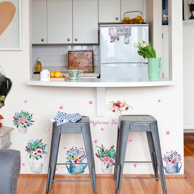 Красивые красочные цветы в горшках наклейки на стену садовые украшения бонсай