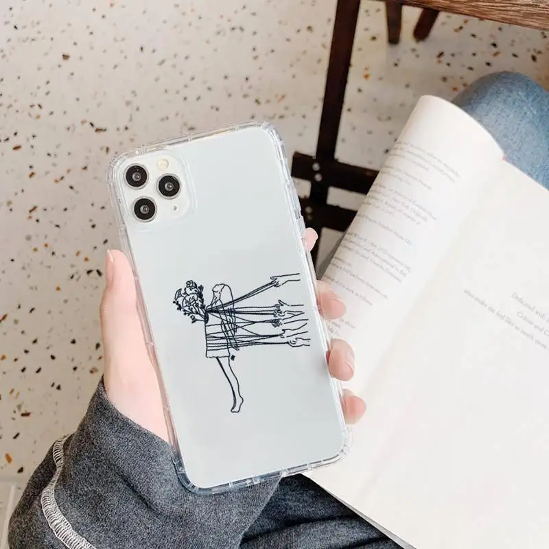 

Abstract art painting line Phone Case Transparent soft For iphone 5 5s 5c se 6 6s 7 8 11 12 plus mini x xs xr pro max