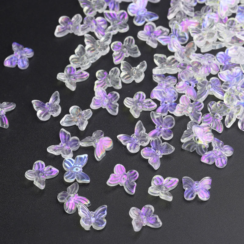 

50 шт., разноцветные бусины-бабочки из чешского стекла для рукоделия, изготовления ювелирных изделий, браслетов, серег, аксессуаров для волос