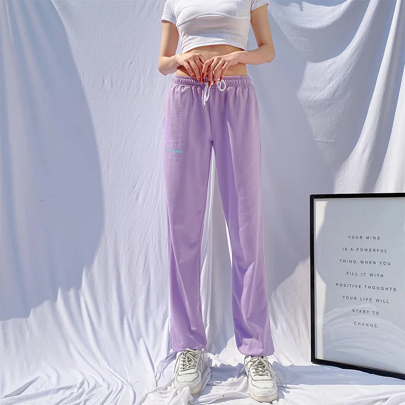 

Женские фиолетовые обтягивающие повседневные брюки-карандаш с высокой с эластичной резинкой на талии, с карманами и надписью, с принтом пов...