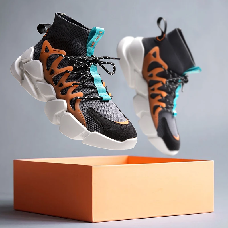 

Times New Roman Fashion High Top Breathable Socks Men Casual Shoes 2020 Spring Autumn Light Adult Man Chunky Sneakers