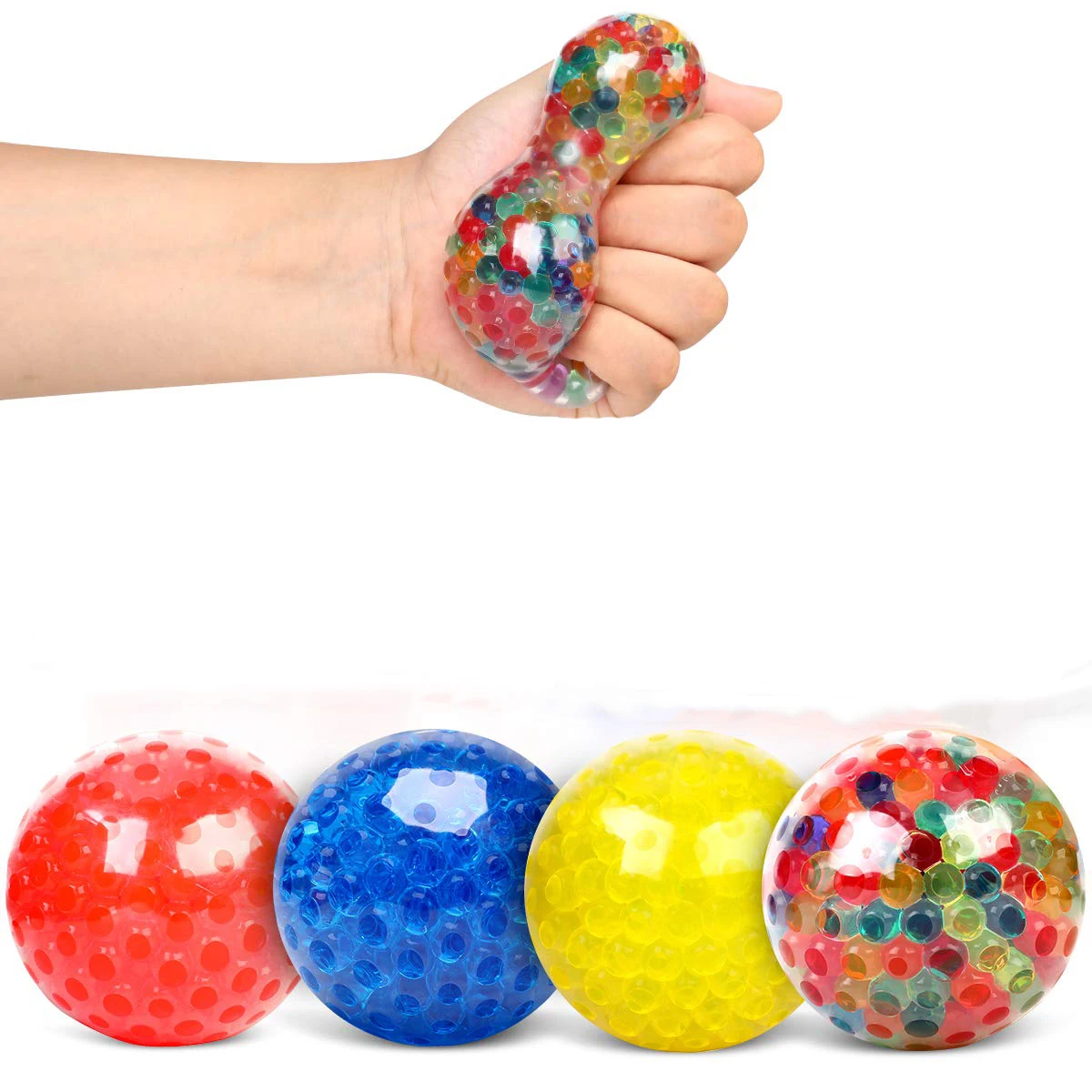 Stress Relief Squeezing Balls for Kids and Adults Premium Anti-Stress Squishy Balls with Water Beads Alleviate Tension Toys