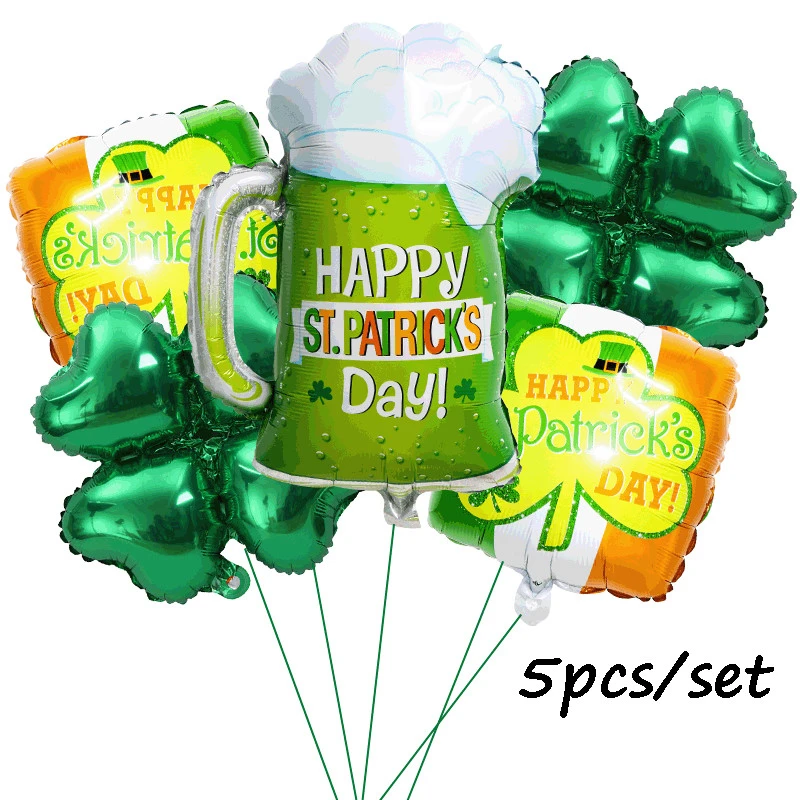 5 шт./лот зеленый счастливый день воздушные шары из фольги для пива