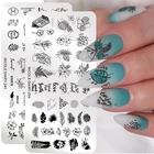 Трафареты NICOLE DIARY для стемпинга ногтей с изображением тропических растений, пляжных листьев, трафаретов, геометрических цветов и линий