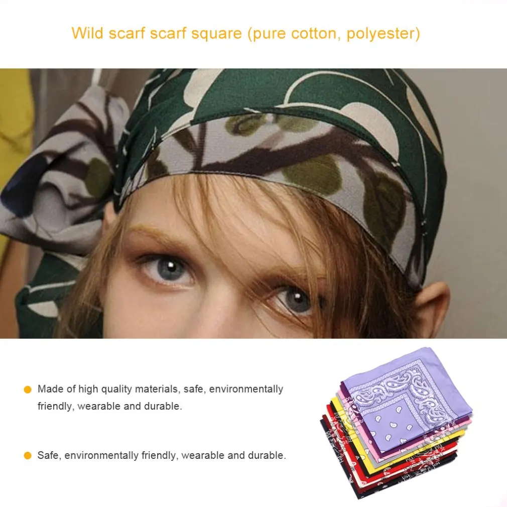 

1PC Newest 100% Cotton Hip-hop Bandanas For Male Female Head Scarf Scarves Wristband Vintage Pocket Towel Hot Selling
