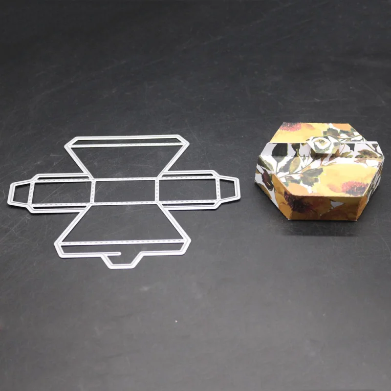 Шестиугольная коробка Рождественские металлические Вырубные штампы подарочные