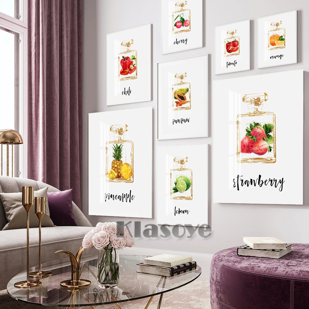 

Fruit Perfume Sketch Illustration Art Prints Wall Stickers Collection Poster Modern Minimalist Canvas Painting Room Home Decor