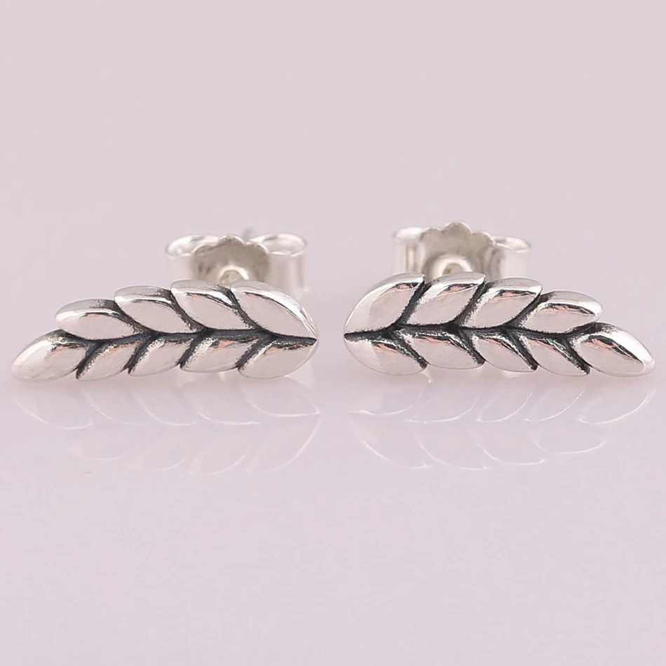 

Authentic S925 Curved Grains Stud Earrings For Women Wedding Gift fit Lady Jewelry