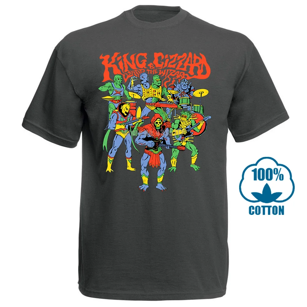 Темно-серый Черные мужские футболки с принтом «King Gizzard And The Lizard Wizard»; одежда - Цвет: Темно-серый