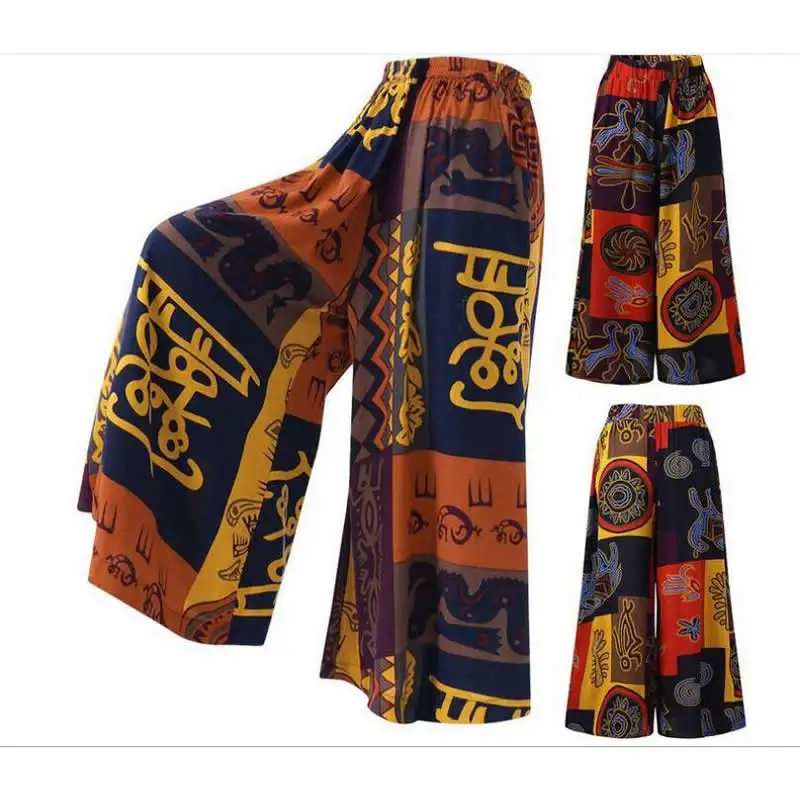 Женские широкие брюки свободного размера плюс летние винтажные расклешенные с