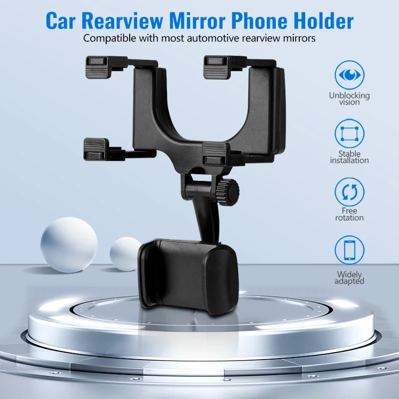 adjustable 360 degree car rearview mirror car auto rearview mirror mount cell phone holder bracket stands for smart phone gps free global shipping