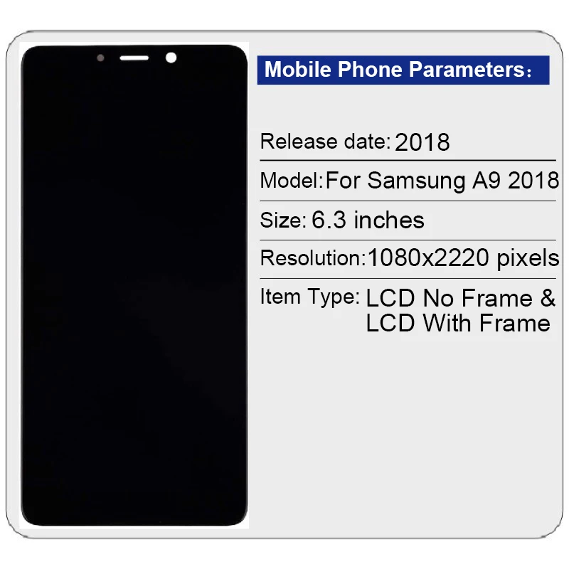 LCD Display For Samsung Galaxy A9 2018 Star Pro A9S A920F A9200 With Frame Touch Screen Digitizer Assembly Tested | Мобильные