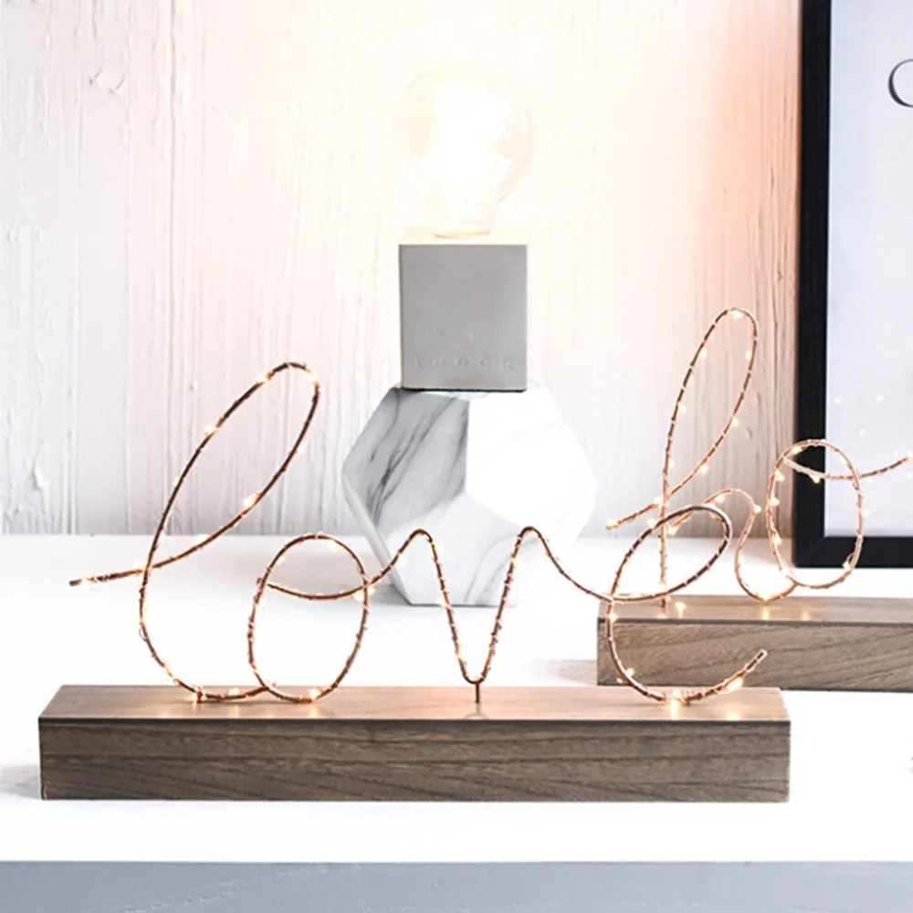 

Home Decorative Figurines Ornaments LED Lamp Light LOVE Letters Living Room Bedroom Layout Decoration Valentine's Birthday Gift