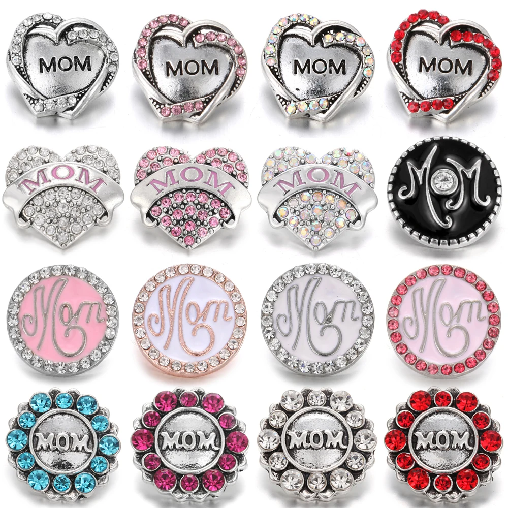 6 шт./лот 18 мм ювелирное изделие со стразами любовь мама металлический кристалл 20