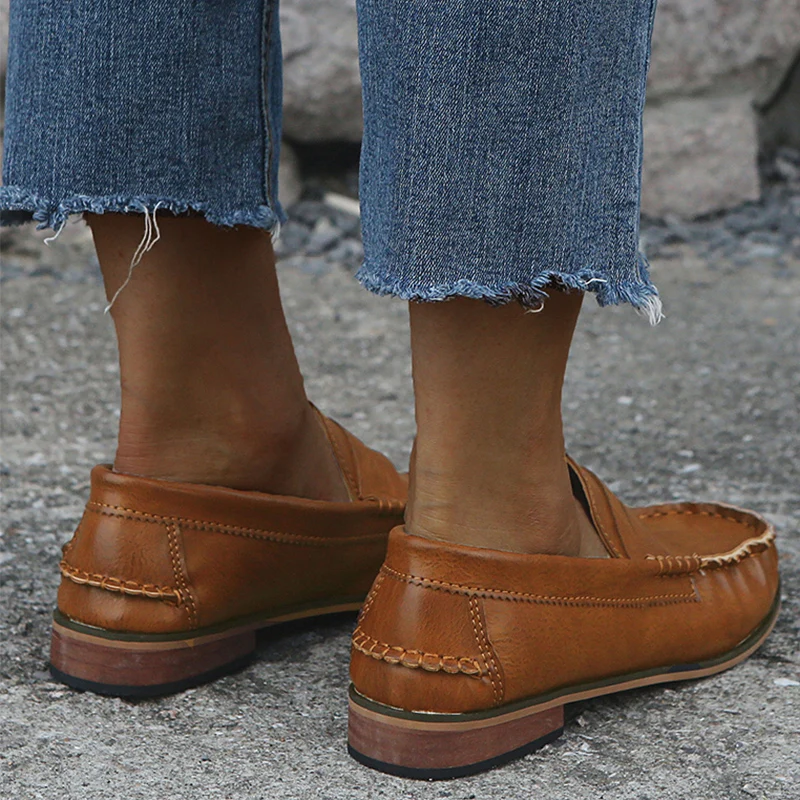 Туфли женские кожаные оксфорды без шнуровки удобные лоферы плоская подошва