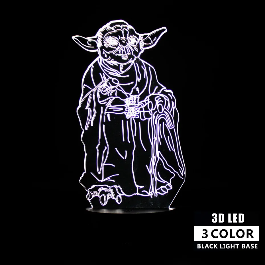 Детский Светильник Звездные войны для сна настольная лампа с 3d рисунком Йоды