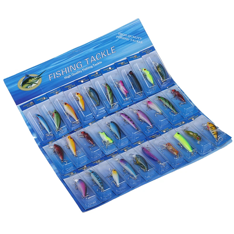 

30 Pcs Metal Fishing Lure Minnow Poper Pike Salmon Baits Bass Trout Fish Hooks