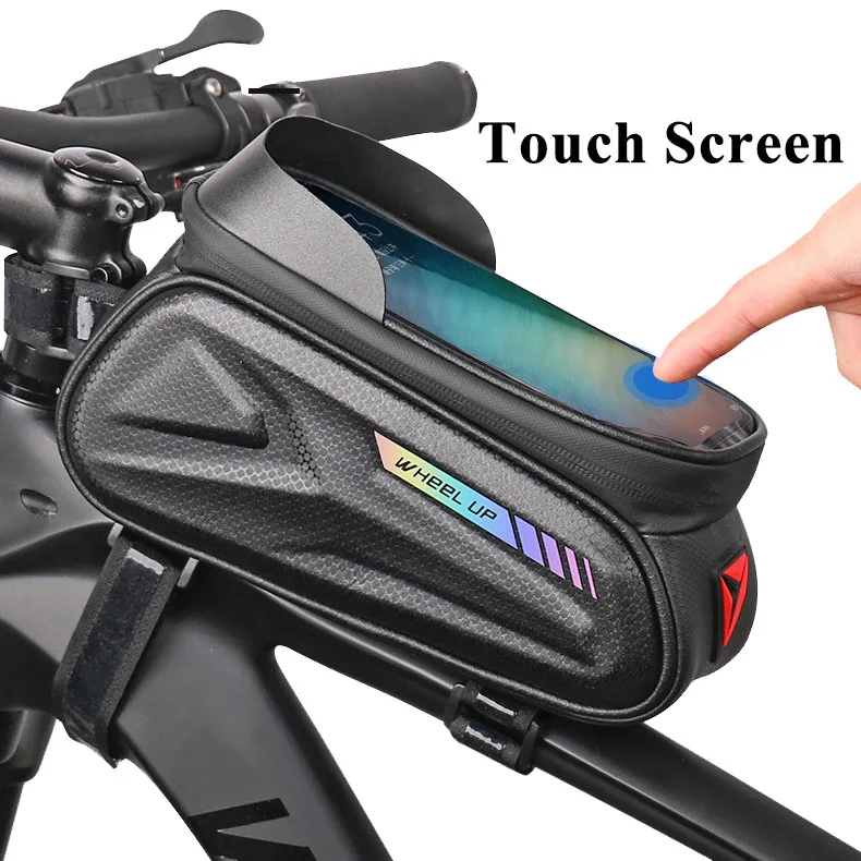 wheel up rainproof bicycle top tube bag touch screen phone cases 7 inch bike bag front with sun visor cycling assessoires free global shipping