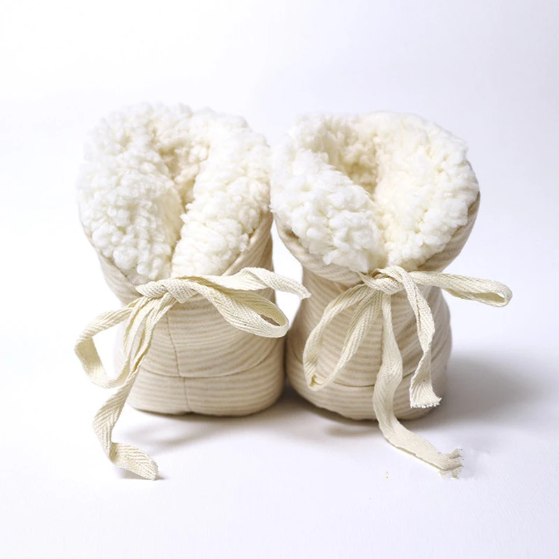 Зимние теплые ботинки из флока для новорожденных мальчиков и девочек с мягкой