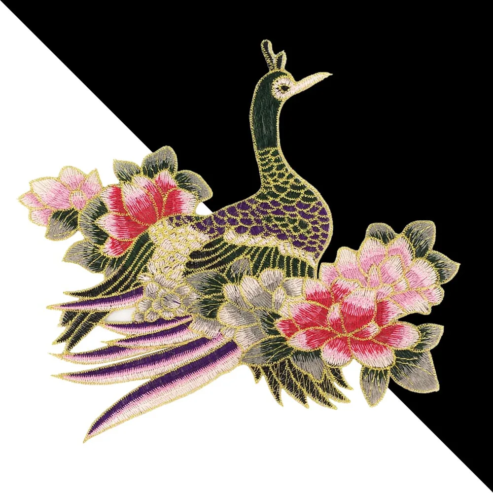 

patch Embroidered patches Fashion phoenix Flower Patches Embroidered Sew On Applique For Clothes Jacket Applique DIY Accessory