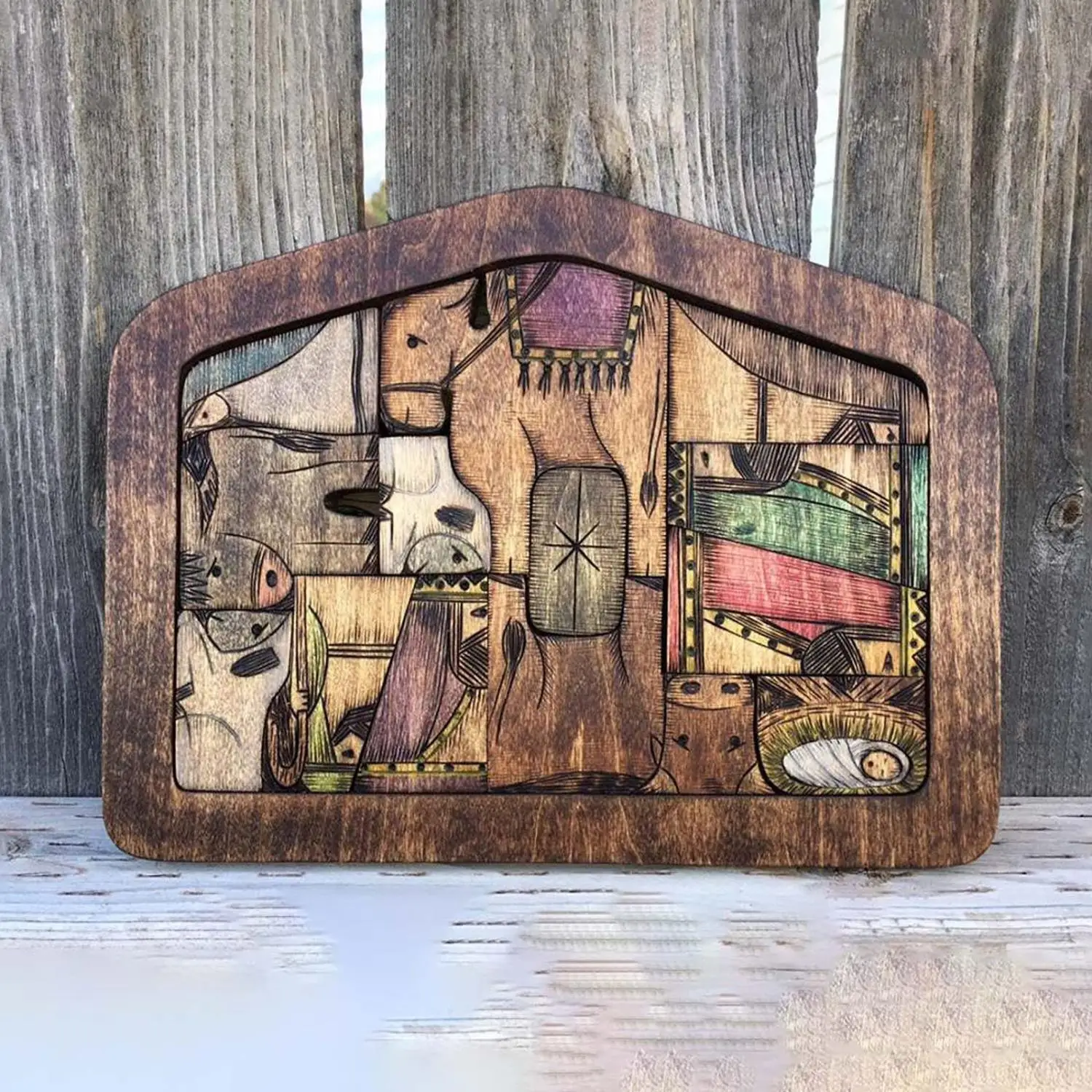 

Sculpture Decorations Home Educational Kids Jesus Puzzle Wooden Mystery Nativity Jigsaw Burned Design For Adults|Kids