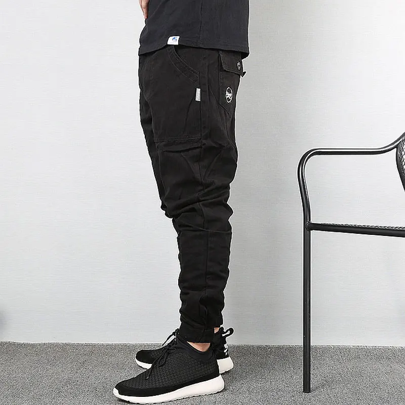Japanese Vintage Fashion Men Jeans Embroidery Designer Casual Cargo Pants Men Overalls Streetwear Hip Hop Joggers Harem Trousers