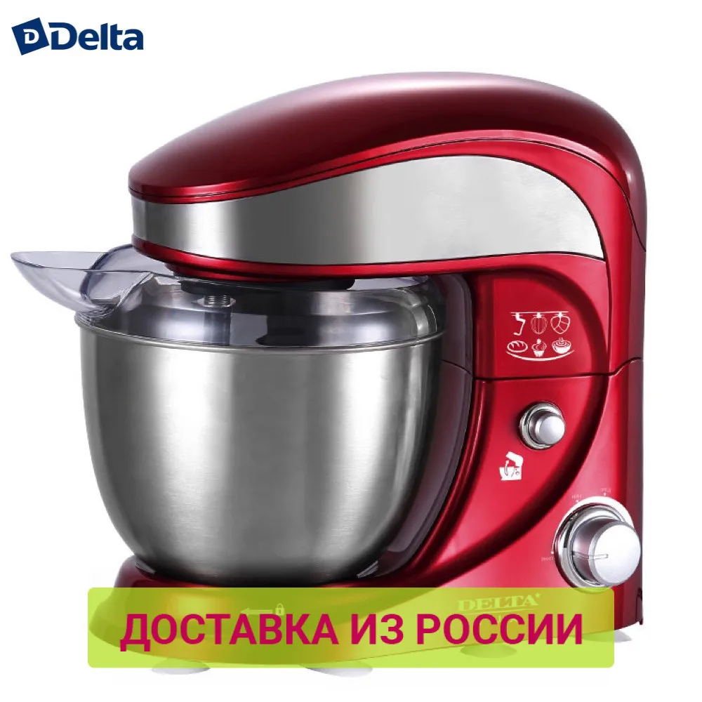 Миксер планетарный DELTA LUX DL 5070Р красный: мощность 1000 Вт чаша из нержавеющей стали