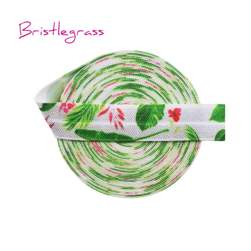 BRISTLEGRASS 5 двор 5/" 15 мм цветочный Рисунок из пальмовых листьев эластичная лента враг спандекс атласная повязка детское платье с повязкой кружево отделка Шитье