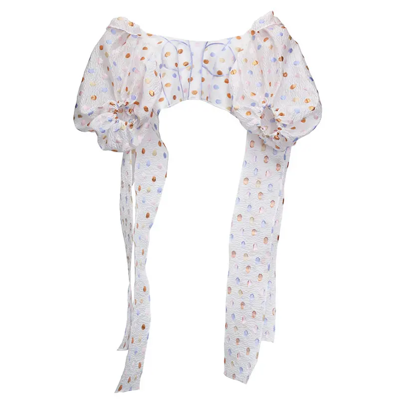 

XITAO Backless Irregular Blouse Fashion New Women Sheath Puff Sleeve 2021 Summer Print Pattern Elegant Loose Shirt ZLL5063