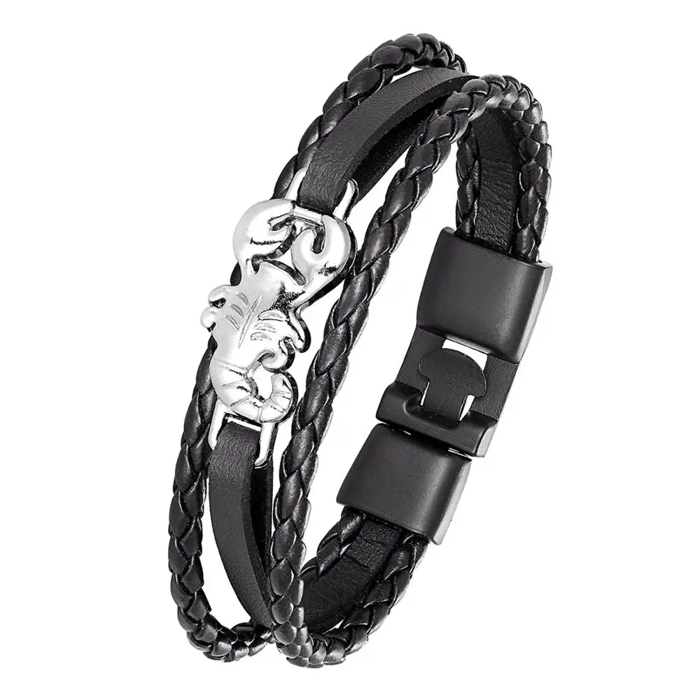 2020 модный Мужской винтажный Многослойный кожаный браслет в стиле панк с