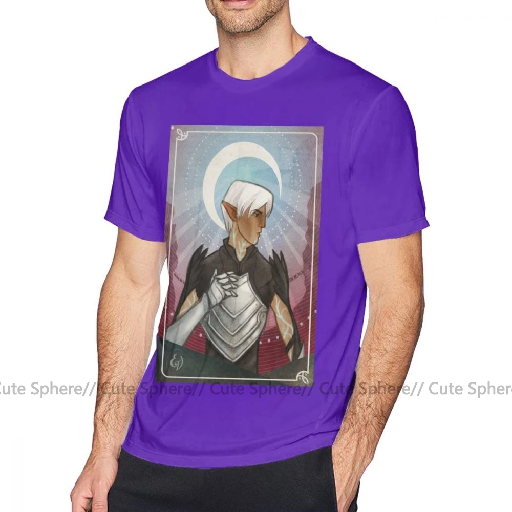 Dragon Age, футболка, Fenris The Moon, футболка, 100 хлопок, короткий рукав, футболка, пляжный рисунок, 4xl, Мужская забавная футболка - Цвет: Purple