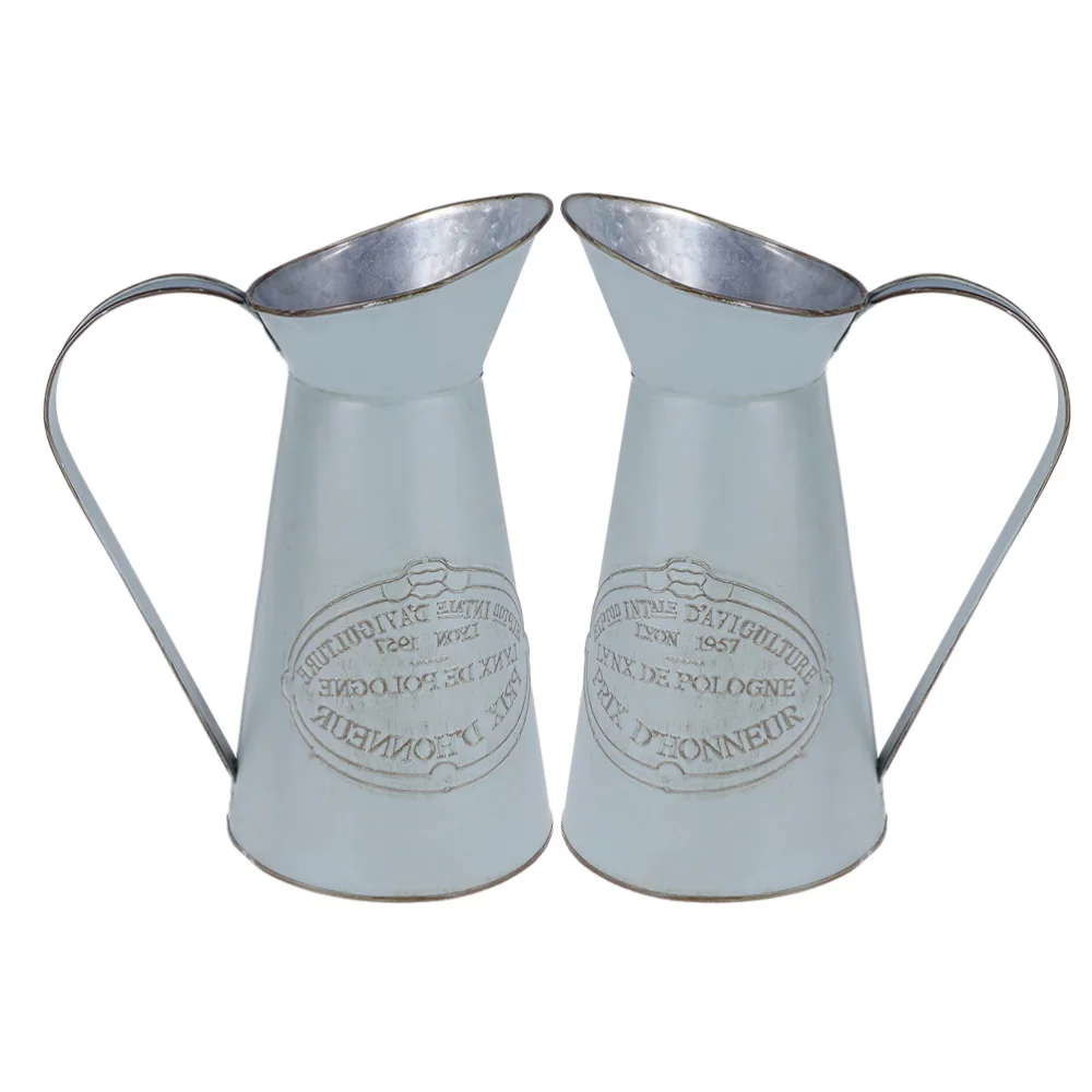 

2pcs Vintage Iron Art Decors Dried Flower Holders All-match Home Vases