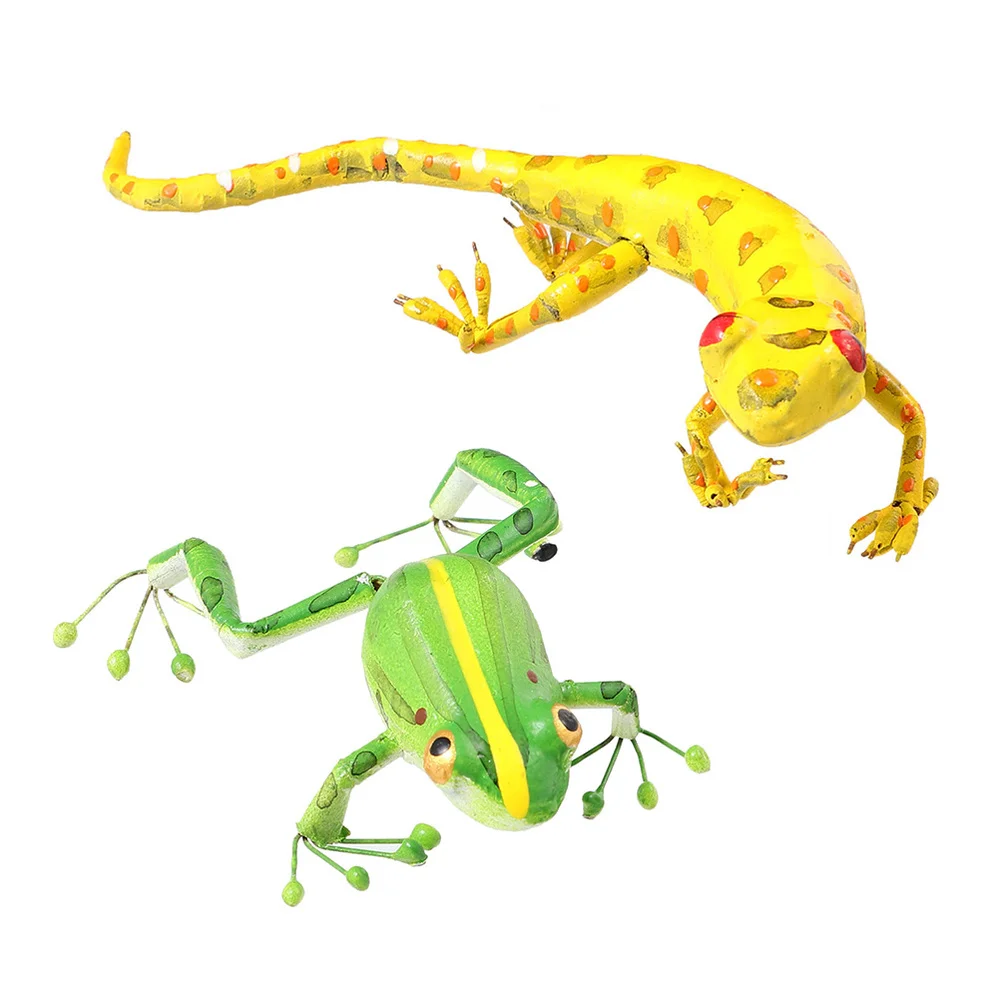 

2pcs Metal Frogs Crafts Lizard Craft Tabletop Adornment for Micro Landscape