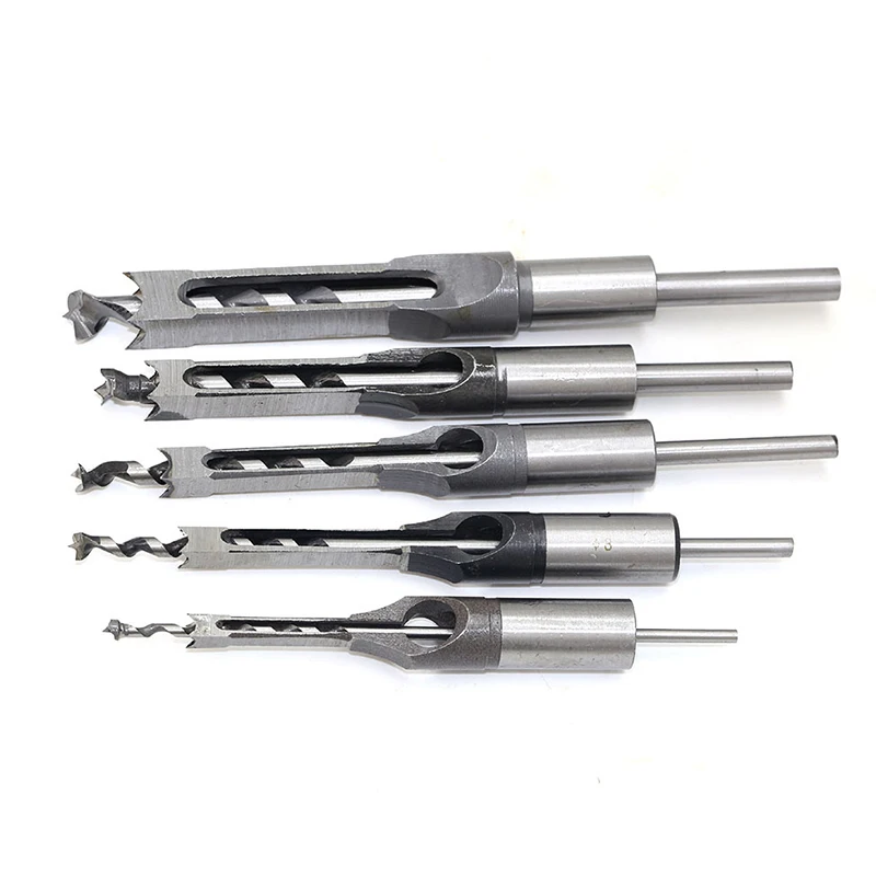 

4pcs HSS Twist Drill Bits Square Auger Mortising Chisel Drill Set Square Hole Woodworking Drill Tools Kit Set Extended Saw