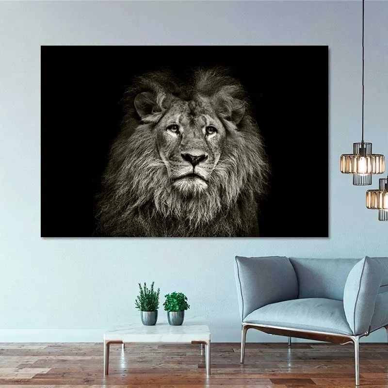 

Black And White Animal Canvas Painting Wall Art Elephant Horse Lion Posters and Prints Wall Pictures decorations for home
