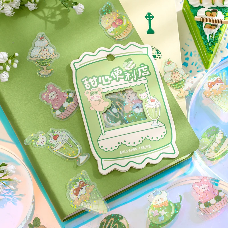 

30 Pcs Cute Dessert Cake Laser Decorative Stickers DIY Journaling Scrapbooking Album Planner Diary Kawaii Stationery Sticker