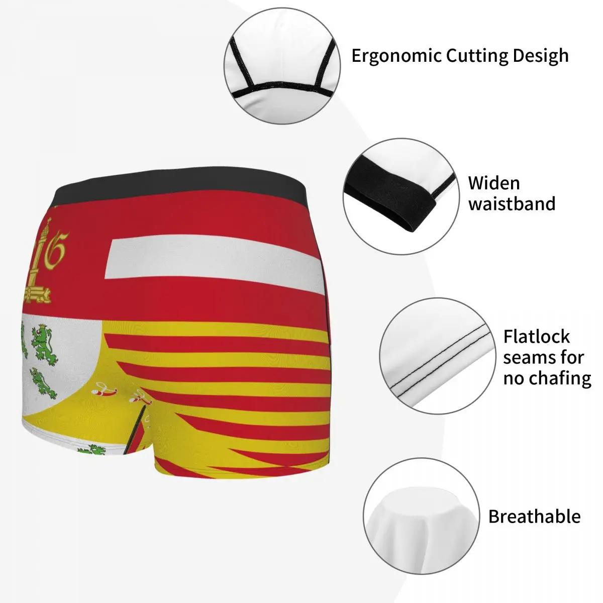 Flag Of The Province Of Liège Men's Boxer Briefs Belgian Funny Sarcastic elastic pants for men