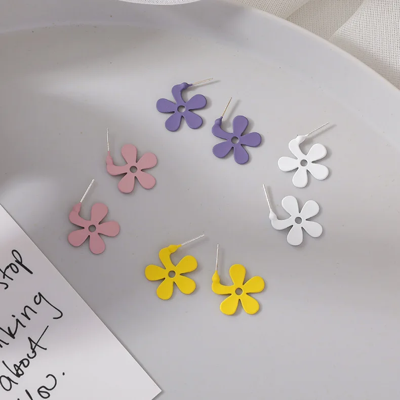 Fashion Korean Style 2020 Yellow White Pink Flower Daisy Elegant Stud Earrings Girl's Gift Jewelry Ornament Accessories | Украшения и