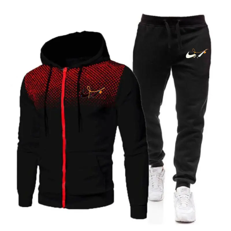 

2021 Autumn Winter Fashion Brand Men's Set Fleece Hoodie Pant Thick Warm Tracksuit Sportswear Hooded Track Suits Male Sweatsuit