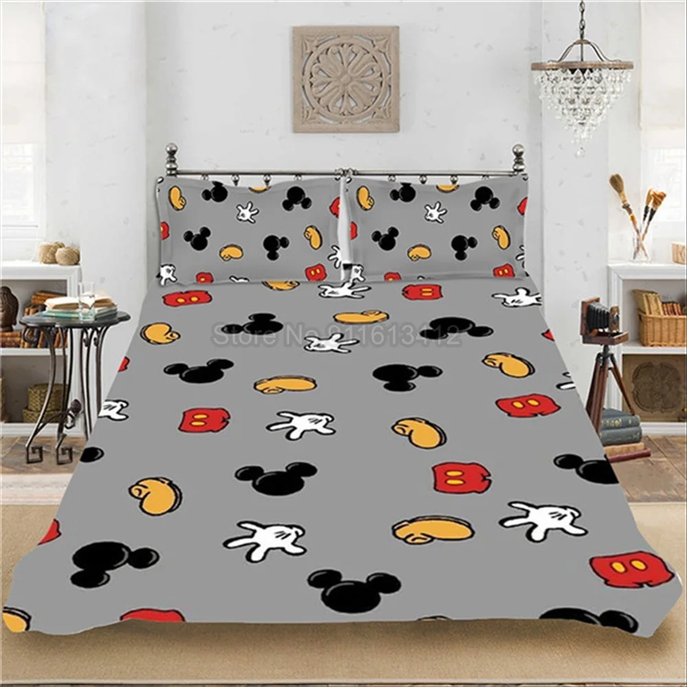 Черно белые комплекты постельного белья с Микки Маусом для девочек детские